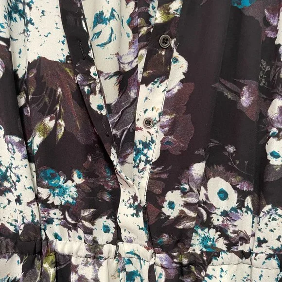 KISMET Black, White, & Blue Floral Dress Formal/Workwear Lined Sz M - Picture 3 of 7